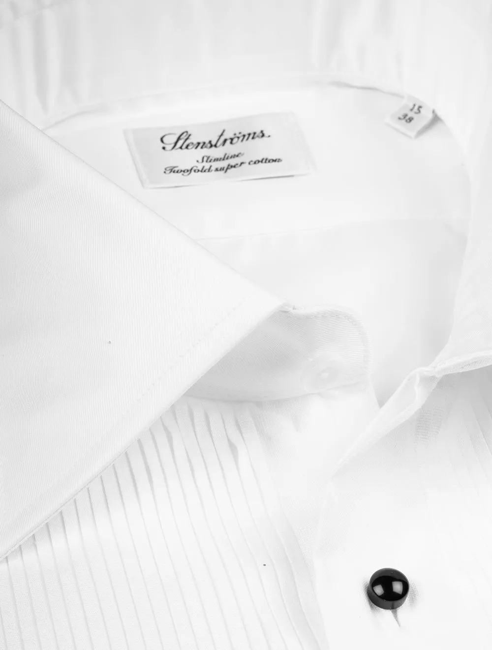 White Pleated Cotton Slimline Dress Shirt